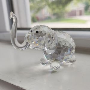 Vintage Zoo Austrian Crystal Elephant Trunk Up Mint Condition 2" x 1.5"